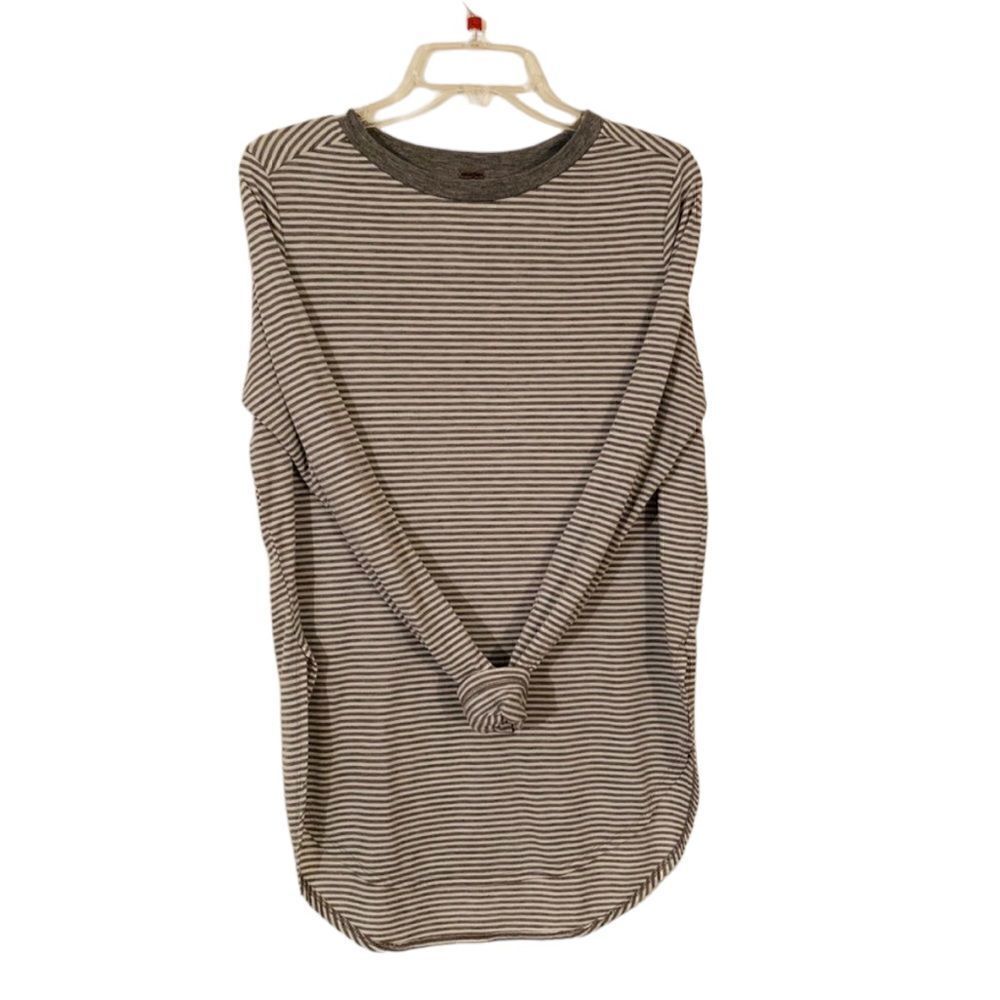 Poof lightweight long sleeve grey striped T-shirt